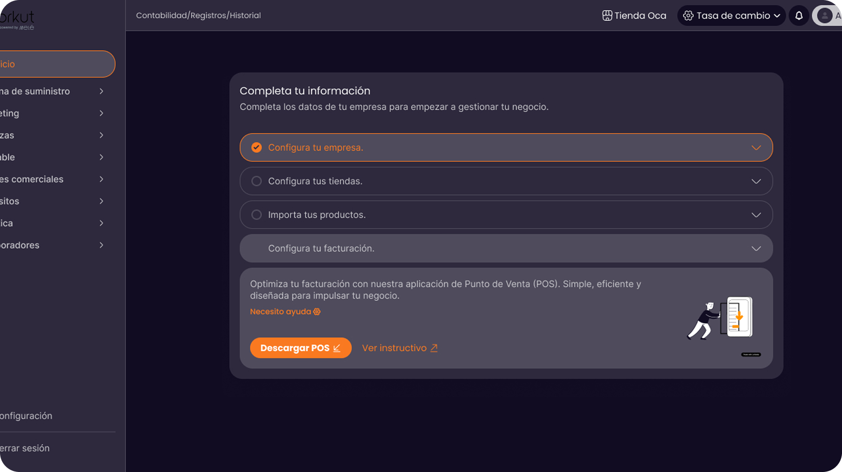 Dashboard configuración